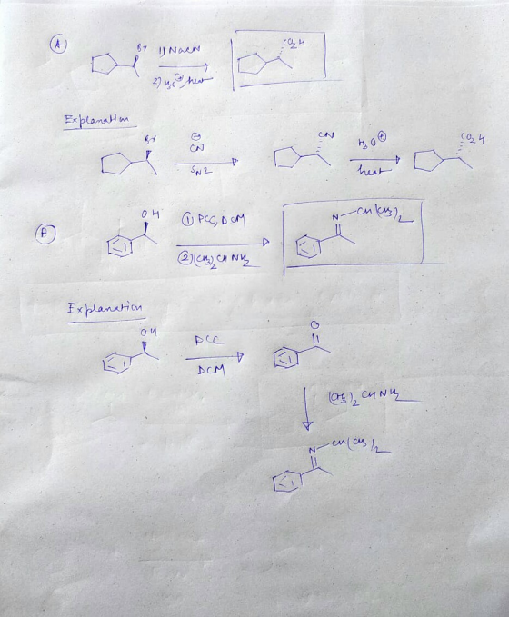BY can i Nach 2) zo hear Explanation CN CO24 CN ho V → SN2 heat 04 C PCC, D CM ankas N D ng ca nu Explanation би Đ DCM (CB),