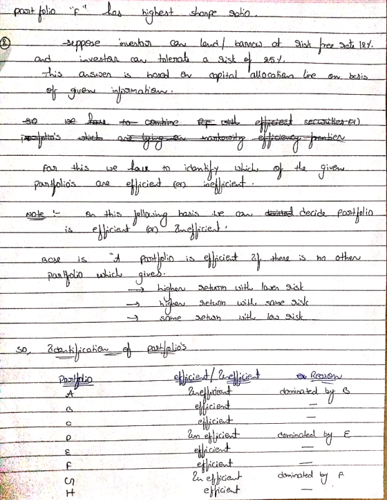 port folio f hes highest shoppe sabo. 2 seppose investor con land / banow at risk free rote 12%. and investan can tolerate a
