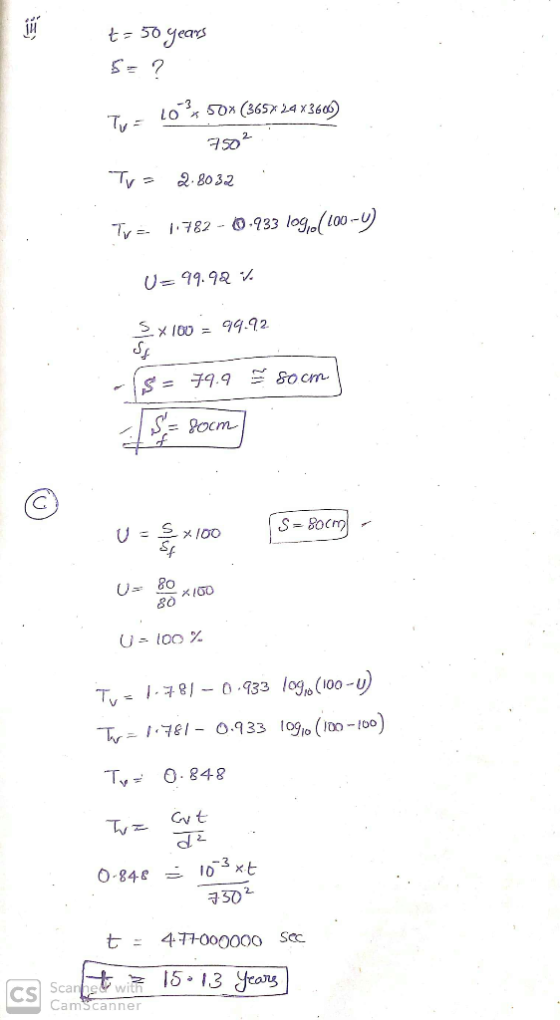 t= 50 years 5= ? Tu 10% 50% (36% 24x3606) 7502 Tra 2.8032 Tra 1.782 -0.933 logo (100-4) U-99.99 Şx 100 = 99.92 s = 79.9 Soom