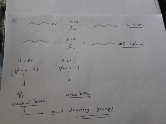 NaI Br ( fast) Na I - I (slow) H - Br Hol phan-1 ipkaa-9) weak base 8 weakest base - good deaving groups