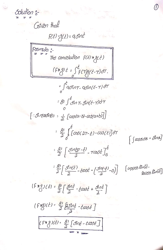 0 solution & Given that FCE) 39(2) = 9.5int Foomula : The convoletion F(27 * 342) Z z z (779€ + S&L7962-7307. Sasint. gginle-