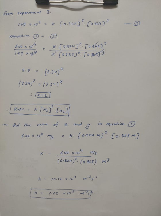 from experiment 3. 4 /09 x 10 k Co.352)0 eguntim D KCD8247.oxar) 6.00 x 10 1.09 X 19M 5.5 [2.34 (2.34)2 (2-34) .:. X:2 Rati 1