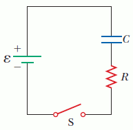 Consider the series RC-circuit shown below for whi