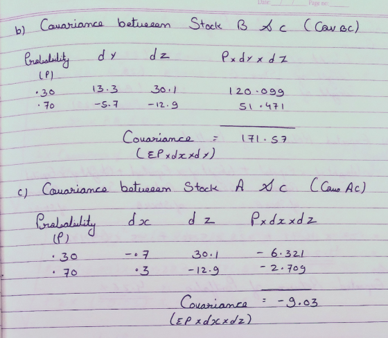 Date Page no Cauariamca betusaom Stock B cCCau ac) b) dy Cralatalty Pxdy x dz LP) 13.3 30. 1 20 099 30 -S.7 -12.9 70 S1 471 C