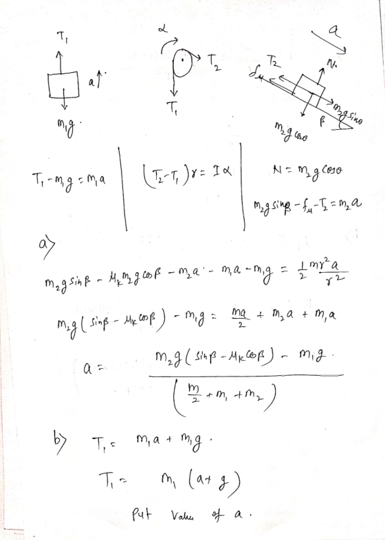 2 T, T Tz No af T, Magsino migi Magao T, -m gama (TE-T, Jr= N = M₂ g coso Magsing fu q = m a al ma-mg = Imra Magsing - My My