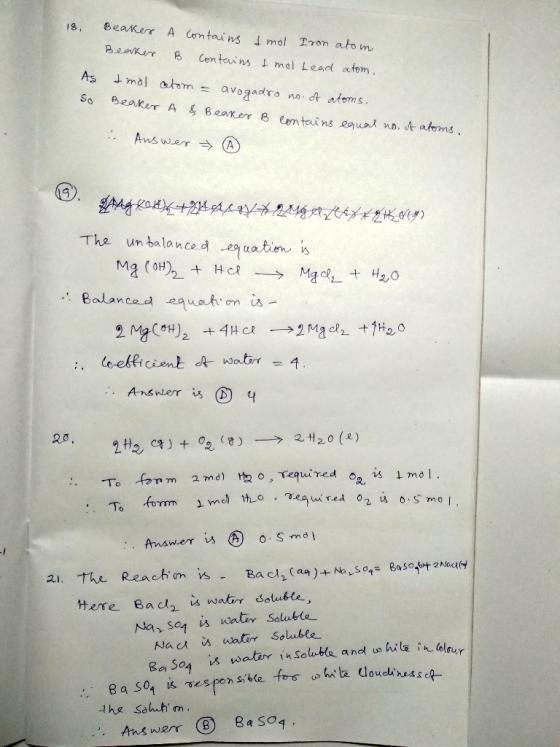 8, Beaker Beaker A Contains & mol Iron atom B contains & mol Lead atom. As So I mal autom avogadro no. of atoms. Beaker A & B