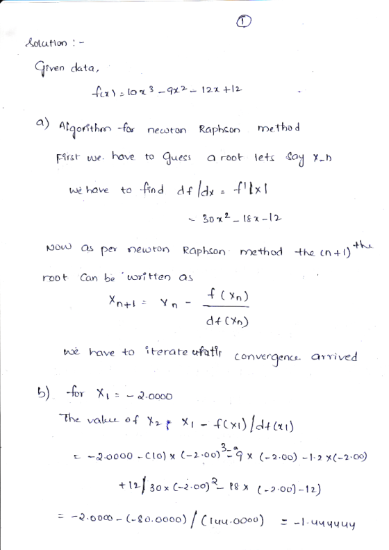 Aolution; Gtven data, Alqorithar -far necot on Raphcon oethod First we have to quess root lets Soy.b we have to find dfldメニ s