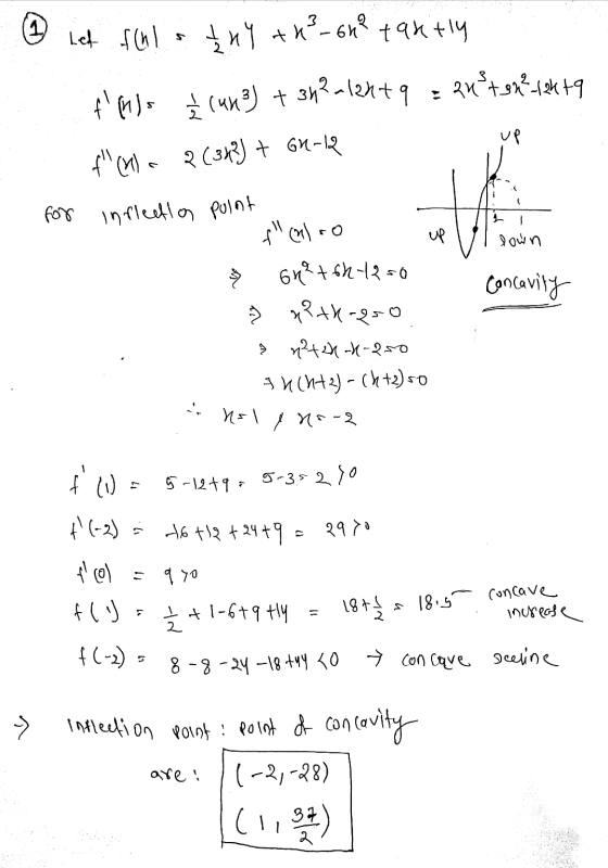 Let fchl 2nY +4²-6n? tahtly fMls I lu?) + 34²-12h+q z auto2² 12ktg up (1) a 2(3x) + 6H-12 1 for inflectia point f al ro Gr²