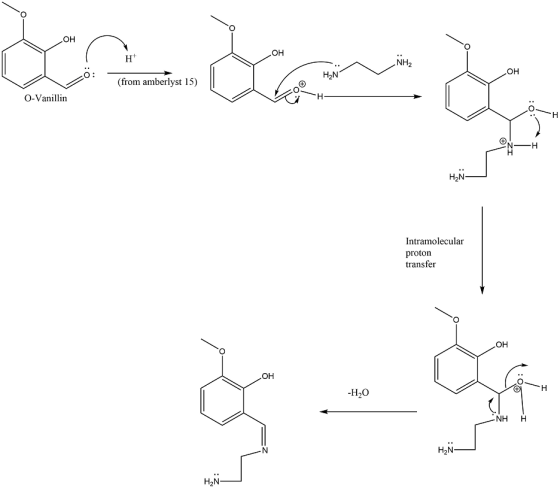 H ,NHے - (from amberlyst 15) هوس 0-Vanillin H- HN- Intramolecular proton transfer 0H -H20 –NH H. H2N-