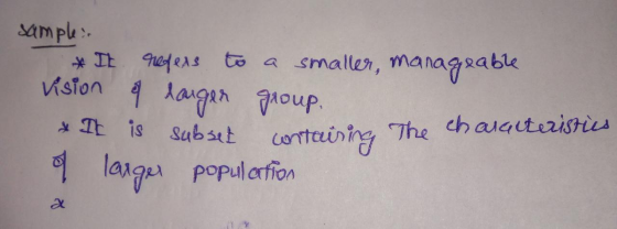 sampl * It feas to a smaller, ma nagable ision 1 hagan oup TE is Subst chaiaiteristis The coteinng populartion 9 laig