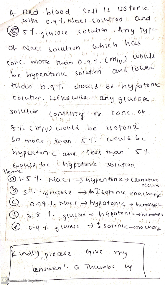 would an 0.97. (miw A red blood cell is notonic with 0.9%. Nach solntion and Taincore solution Any type of nach solution whi