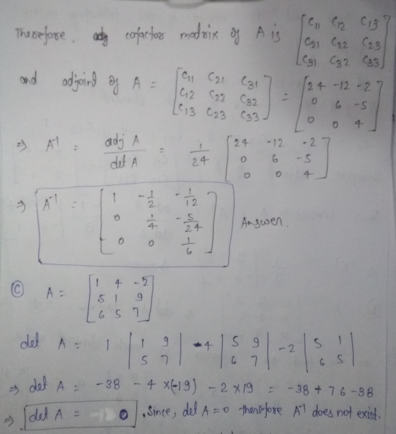 CH (12 C13 Therefore, edy cofactor modrix of Ais C21 (22 (23 C3 C32 C3 and adjoint of A CH (21 lzl C2 C22 C32 LC13 C23 C33 24