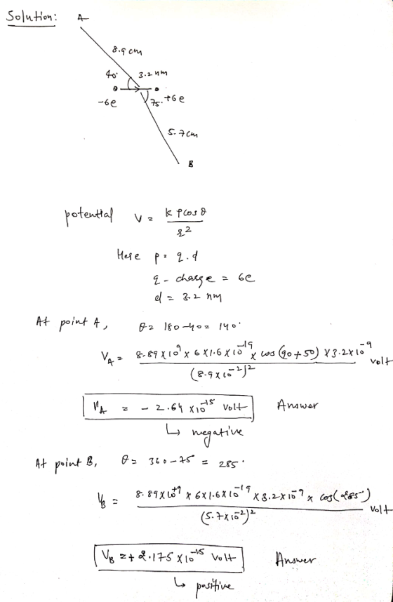 8.j CM 2. At point A -lg -니2. nawar 28ς Vol+