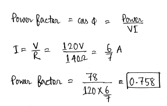 Power factor = cas de portes | T = { - 号 Forman Beactor - hebt(0-758)