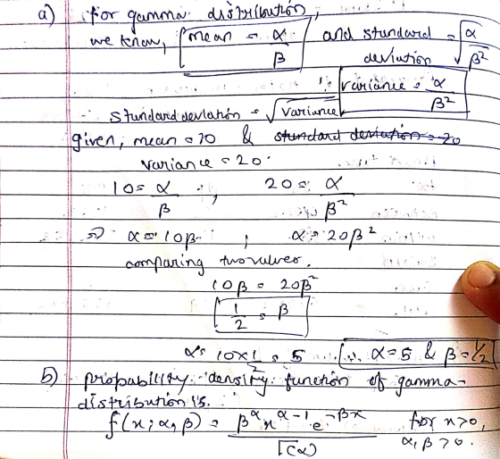 a la 32 for gamma distribution; we know, I mean o a l and standard - B deviation tot rerianie 1 stundard deviations / varianc