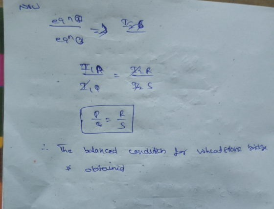 eqn@ ea no To Тір. Ке for Wheatstone bidge balanced obtained conditch : *