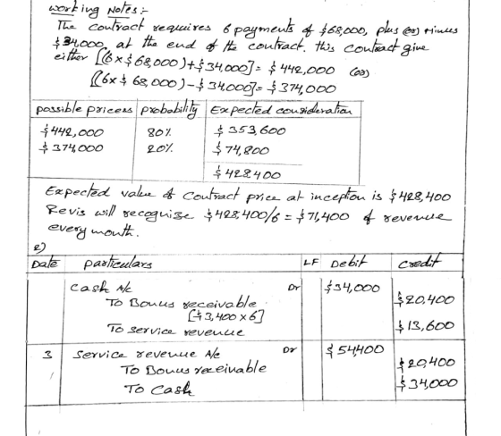 207 working notes: The contract requires 6 payments of $68,000, plus ou rrinces $34000 at the end of the contract. this conta