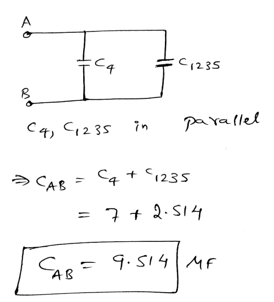c1235 + cq B C4, C235 - in parallel - CAB = C4 + 41235 = 7+2.514 [ SAB= 9.514 ME
