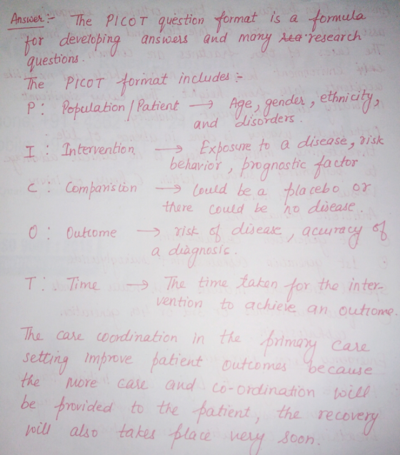 et. The PicoT question format is a formula r devetobing answers and mony Aea resear uestions The PIcT format incudes p: Pepeu