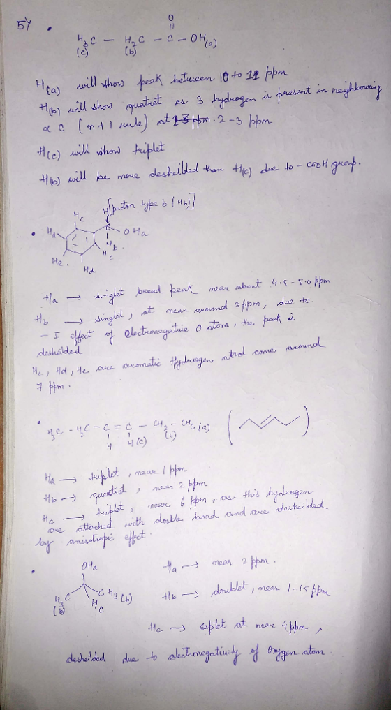 H₂C - H₂C -c-041a). Hoa will show peak between 0 to 11 ppm H16) will show quatrict as 3 hydrogen is present in neighbouring a