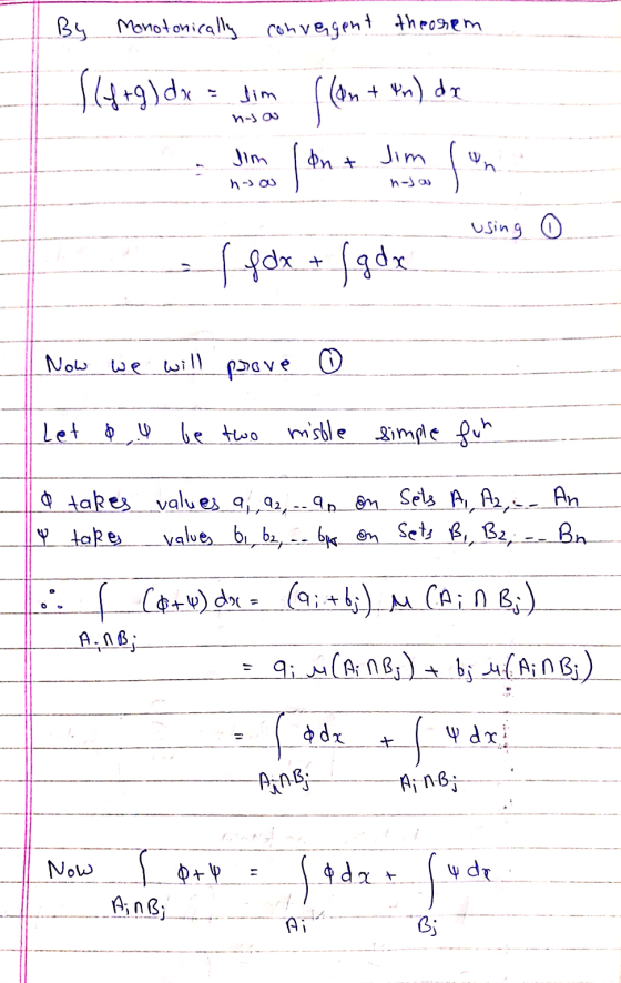 By Monotonically convergent theorem $14.9)dx=dom ((n + n) da Jim n -> OU lim Int lon son n-jou using ffdx + / gdx. Now ۱| بیا