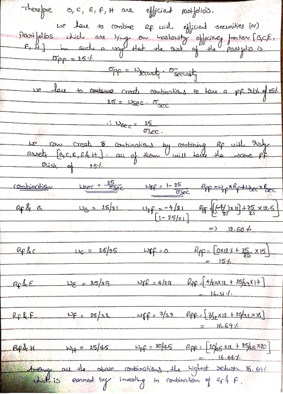 There are B, C, E, F, it are efficient pastfolios. we have to combine Rf with efficient securities (ar) pastfolios which are