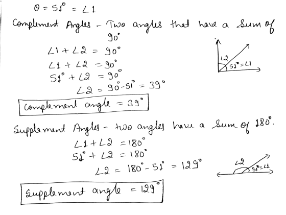 of - 22 Siº=41 0 = 51° - L1 complement Angles - Two angles that have a sum goo L1+22 goo Ll+ LQ -90° S1° + LQ = 90° L2 gö-si