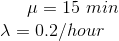 H = 15 min X=0.2/hour