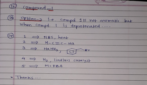 - (13/ compound option-3 j.e. when compd. I compol 1 is not aromatic but is deprotonated .... 1 NBS, hear 22 Hoc na Na Na, o