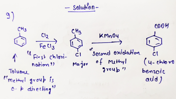 Solution- 9) 2004 KMnO4 Fellz 1 di Major nation Toluene methyl group is op directing second onication ci of methyl (4-chlor