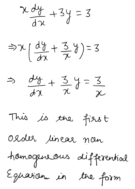 a dy dre +3 - 3. => x1 dy + da + 를 3) 키 dy da + 3 3 - 3 건 조 This is the first order linear non homogeneous differential Equat