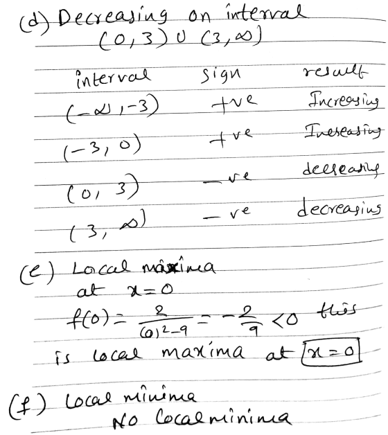 Decreasing on interval (0,3) 0 (3,0) interval sign result Increasing Ineseasing 1-3, o) tre decreasing se (0,3) (مم re decrea
