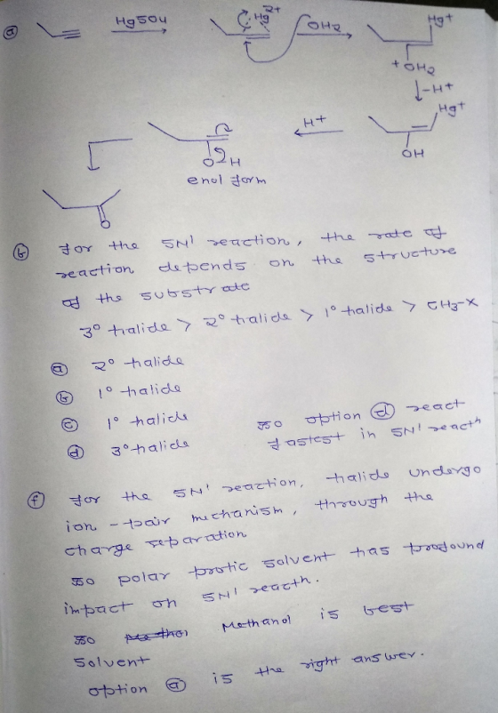 Hg50u Hgt L-Ht Hgt OH enol darm SNIeaction, tha te rate eaction depends te 5trvCture on +ths Substy ccte 30 thatide ali da 1°