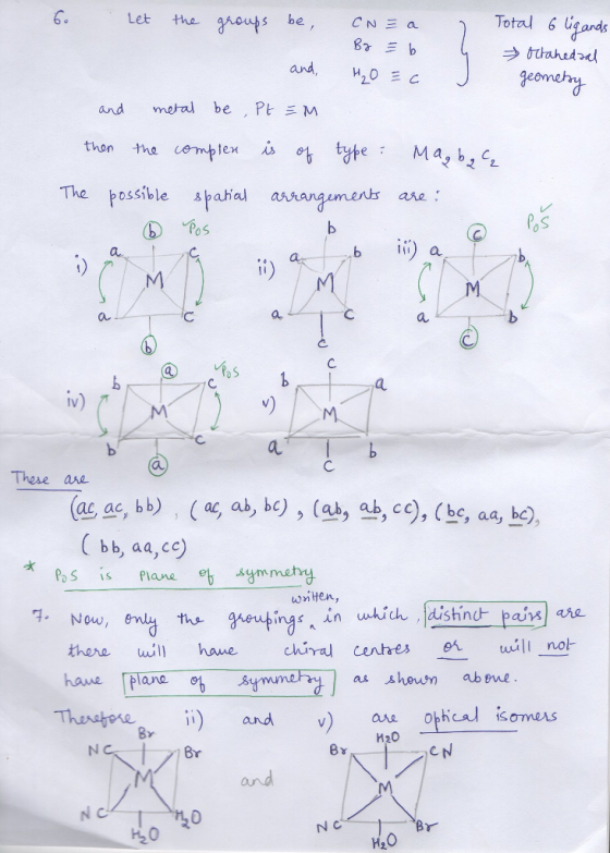 Total 6 ligands 6. Let the be, houps CNE a BrE b bthahedal and 20E C geomery metal be Pt M and tyteMa, b2 thon the complex is