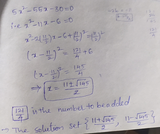 52²_552-30=0 ire 22-12-620 2-2 (14) 2 - 6+14) =(4) (2-1) (2-3 = 14 -- x= 112 1145 121 + 6 4 145 4 LG 121 is the number to be