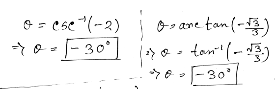 o = Cse(-2) - 30° -> o z> o Os ane tan (-3) tan(-23) F-30° yo 2