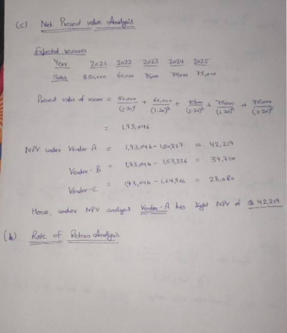 cc) Net Porsent value Analysis Edbeded seientes Year 2021 2022 2023 2024 2025 Sales $50,000 60,000 3006 75,000 75.000 Present