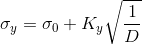 \sigma _y=\sigma _0+K_y\sqrt{\frac{1}{D}}