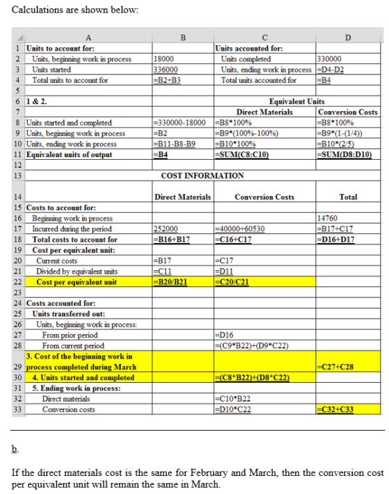 Calculations are shown below: 1 Units to account for: Units accounted for: Units, 18000 336000 Units Units Total units accoun