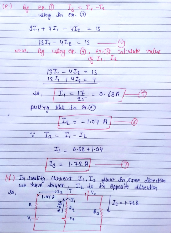 I, - Iq By eg. 0 Iz using in c. ① gI, + 4 I, 4I2 سے 13 Now, 13 I 4 Iq 13 By using eq. O, eg. calculate value af I., Ie 13 I,