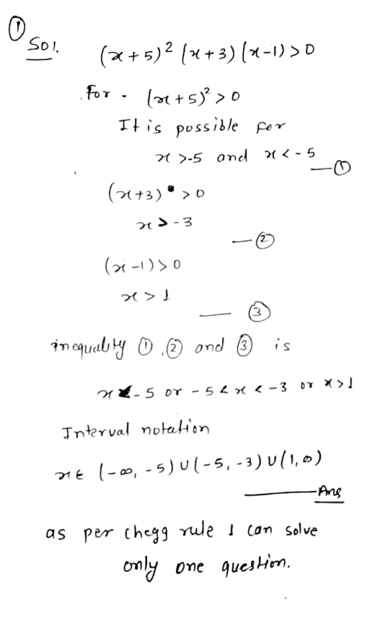 O sol. (2+5)2 (x+3)(3-1) > 0 .for. (22+5)* > 0 . It is possible for > >-5 and 21<-5 (2+3)> 23-3 m (-1)30 inequality 0.© ond