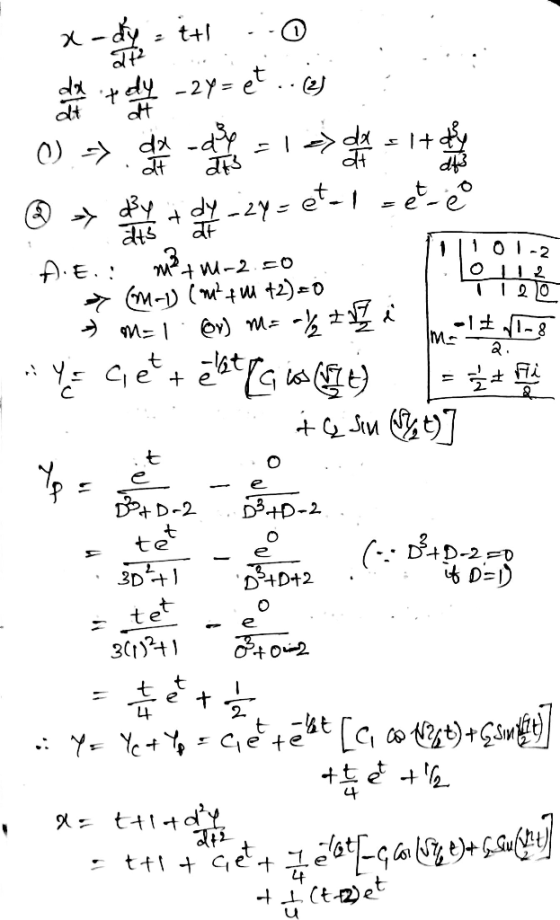 t+l 1 dy 2y= e dtt d d d2y e- et. ats 1 O1-2 A.E. M t + e D-2 DD-2 te DD DD+2 tet 30tt1 t 七et Cie te titd ニ ttl + Getユe (t2