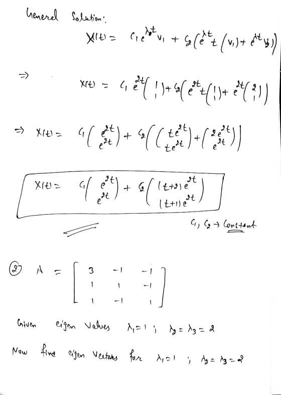 General Solution, t و ) = ۱+) Creavit ) و + اندام (۷) ) و At e at t e =) Xct (41) (1) ام و ۱۰}} = Ye e 1 X+1 = (( ar past +
