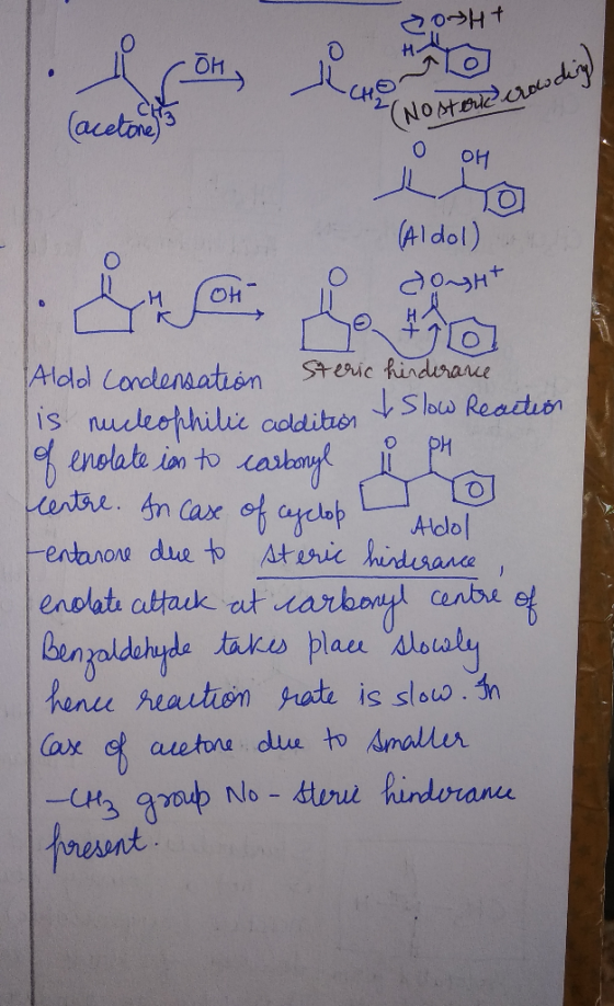 200H+ اول راقم ) . (acetone (No storie crowding O PH OH (Aldol) Aldo Condensation Steric hinderance is nucleophilic addition