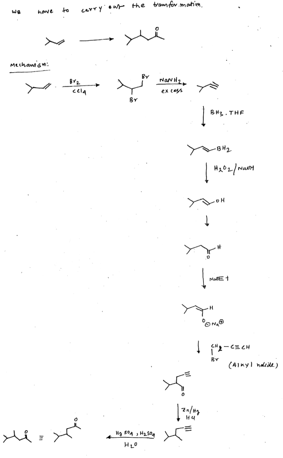 we have to carry out the transformation Mechanismi BV NONH2 Br2 cela excess Br BHS. THE B2 H202/Naust OH H Nalet Н. Ona@ CH 2