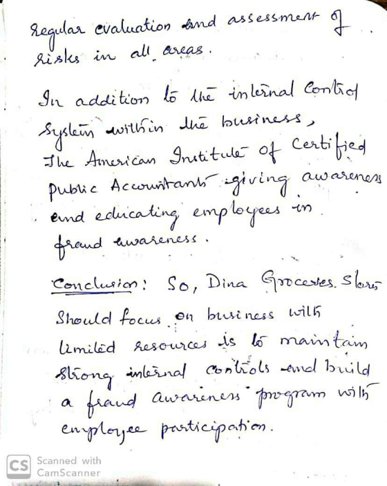 3K regulas evaluation dind assessment q risks in all areas. In addition to the internal Control Systein within the business,