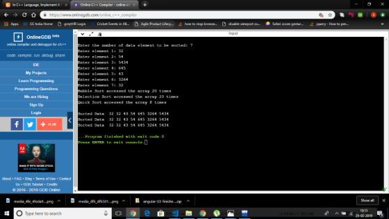 © In C+ + Language, ImplementA : × チ Online C+ + Compiler-online ed + a https://www.onlinegdb.com/online c++_compiler ll Apps