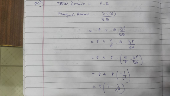 025 Totol Revenue = PxQ Marginal Revenue = JCPQ)