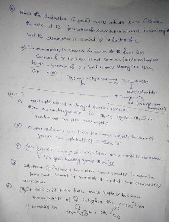 6 when the deuterated en the deuterated Compound reacts under the same the rate of the formation of substitution product is u