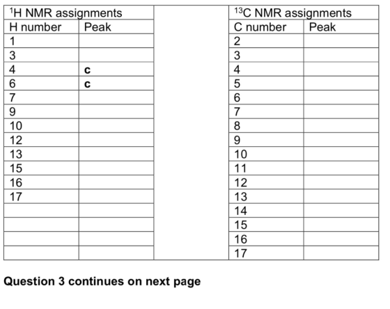 | H NMR assignments H number Peak 1 13C NMR assignments C number Peak 3 3 7 6 7 9 10 8 12 9 13 10 15 16 17 11 12 13 14. 15 16